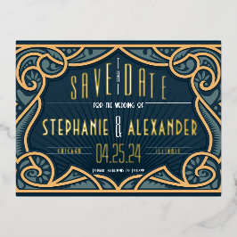 Tarjeta de anuncio de fecha de boda Art Nouveau de