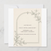 Tarjeta de anuncio de fecha de boda botánica de ol