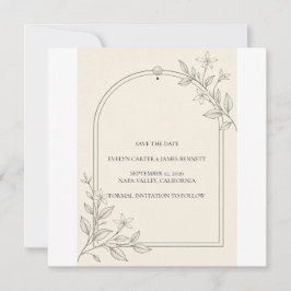 Tarjeta de anuncio de fecha de boda botánica de ol