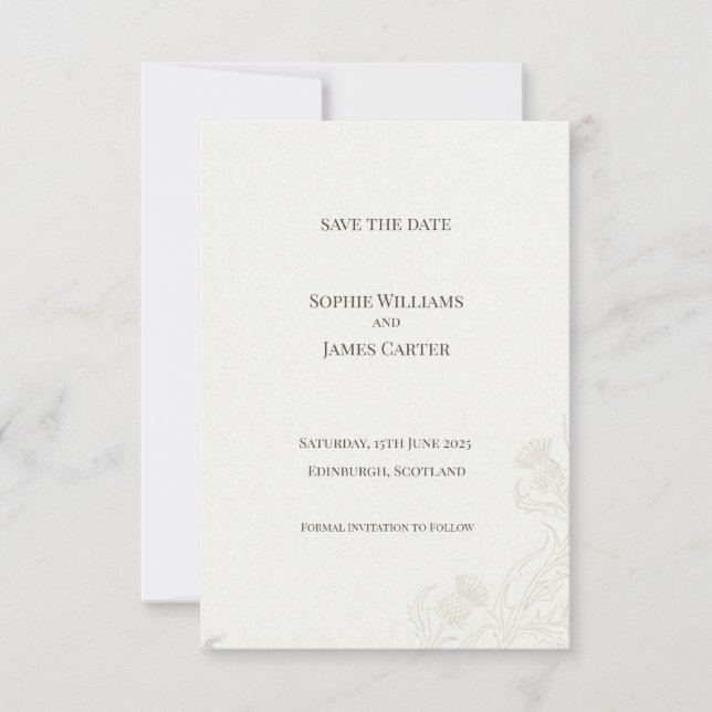 Tarjeta de anuncio de fecha de boda botánica dorad (Anverso)