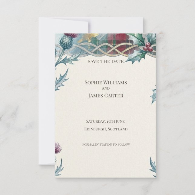 Tarjeta de anuncio de fecha de boda Christmas This (Anverso)