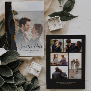 Tarjeta de Anuncio de Fecha de Boda con 6 Fotos de