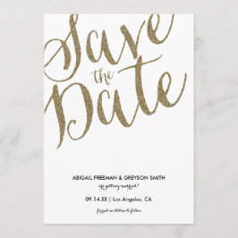 Tarjeta de anuncio de fecha de boda con brillo fal