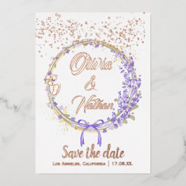 Tarjeta de anuncio de fecha de boda con caligrafía