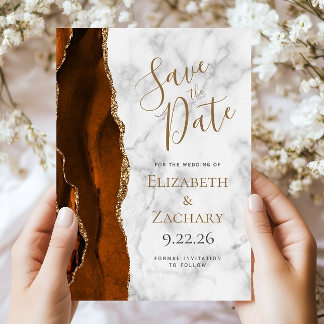 Tarjeta de Anuncio de Fecha de Boda con Canica de  (Subido por el creador)