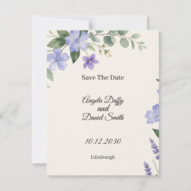 Tarjeta de anuncio de fecha de boda con Cardo de C (Anverso)