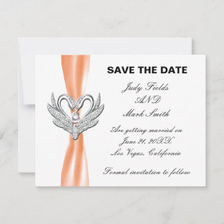 Tarjeta de Anuncio de Fecha de Boda con Cisnes de