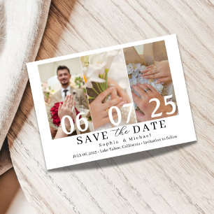 Tarjeta de Anuncio de Fecha de Boda con Collage de