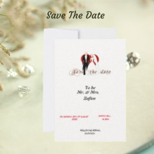 Tarjeta de anuncio de fecha de boda con corazón de
