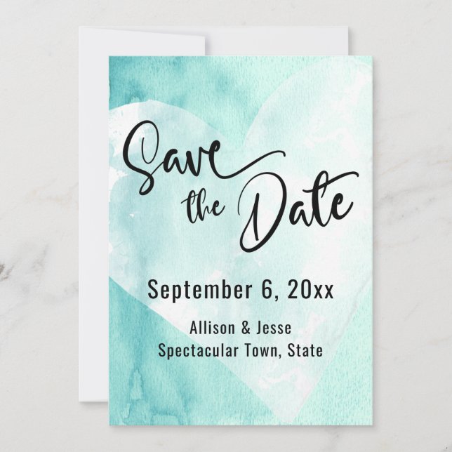 Tarjeta de Anuncio de Fecha de Boda con Corazón de (Anverso)