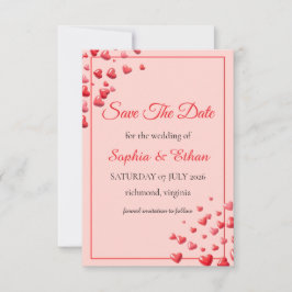 Tarjeta de Anuncio de Fecha de Boda con Corazones 