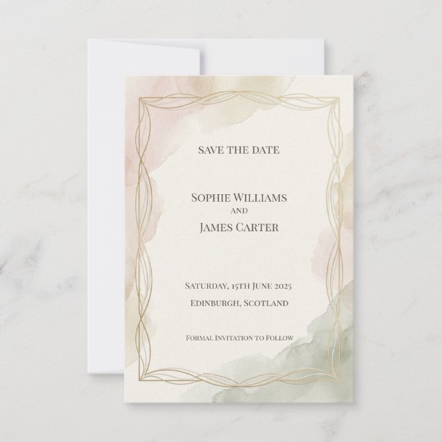 Tarjeta de anuncio de fecha de boda con diamantes  (Anverso)