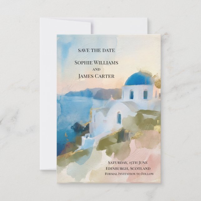 Tarjeta de anuncio de fecha de boda con diseño de  (Anverso)