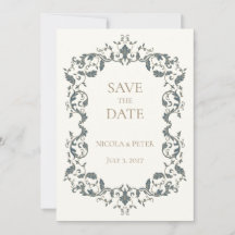 Tarjeta de anuncio de fecha de boda con diseño de 