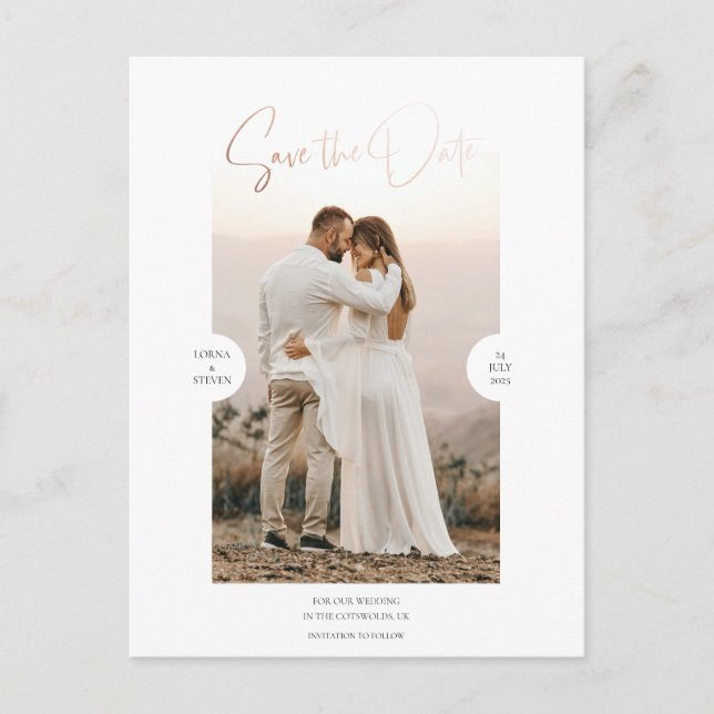 Tarjeta de Anuncio de Fecha de Boda con Efecto de  (Anverso)