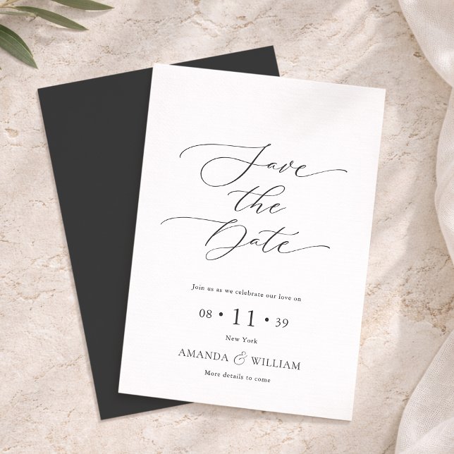 Tarjeta de anuncio de fecha de boda con elegante e (Subido por el creador)