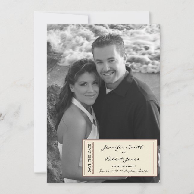 Tarjeta de anuncio de fecha de boda con entrada at (Anverso)