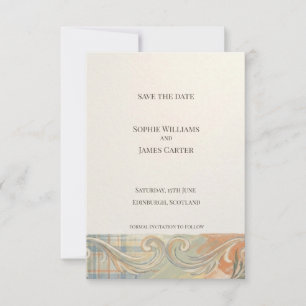 Tarjeta de anuncio de fecha de boda con estampado 