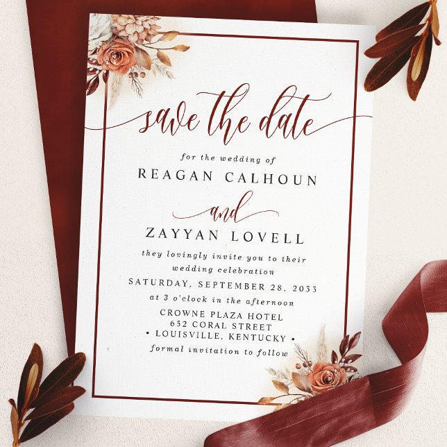 Tarjeta de Anuncio de Fecha de Boda con Floral de  (Subido por el creador)