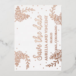 Tarjeta de anuncio de fecha de boda con foil de or