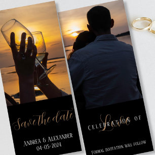 Tarjeta de anuncio de fecha de boda con foto a dob