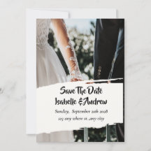 Tarjeta de anuncio de fecha de boda con foto compl