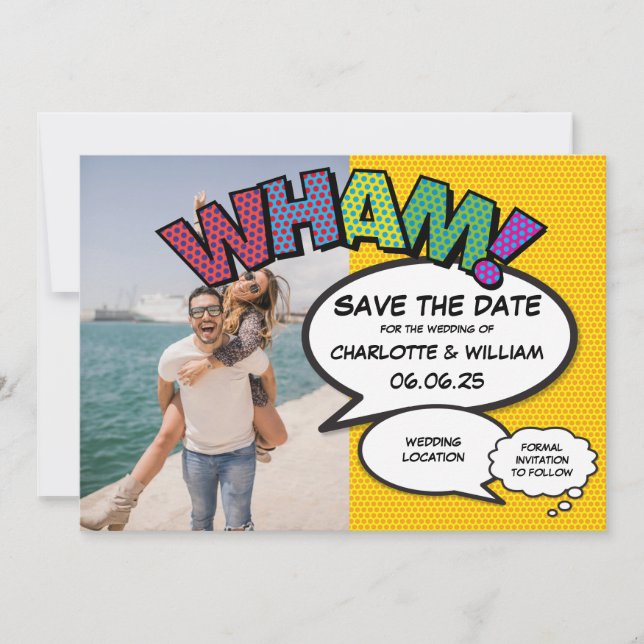 Tarjeta de anuncio de fecha de boda con foto de có (Anverso)