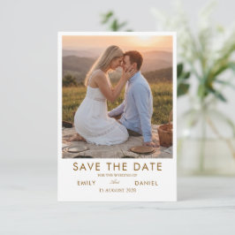 tarjeta de anuncio de fecha de boda con foto de pu