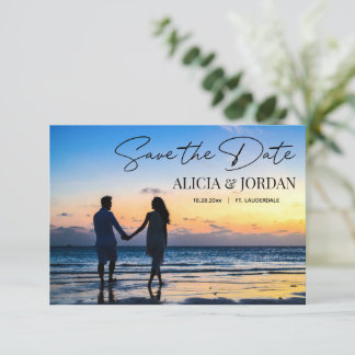 Tarjeta de Anuncio de Fecha de Boda con Foto de Pu