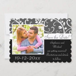 Tarjeta de anuncio de fecha de boda con foto de vi
