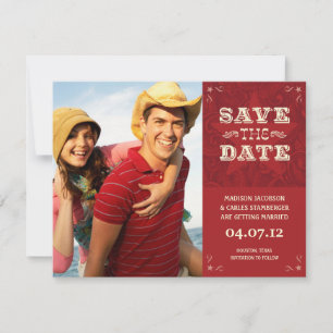 Tarjeta de anuncio de fecha de boda con foto weste