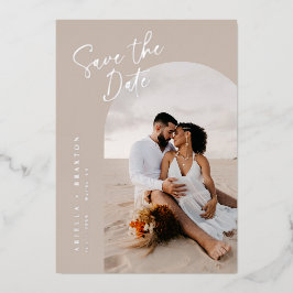 Tarjeta de anuncio de fecha de boda con foto y foi