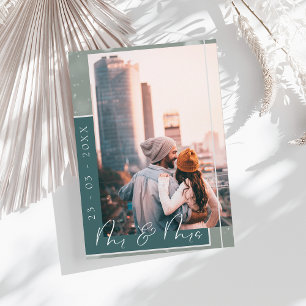 Tarjeta de anuncio de fecha de boda con foto y let