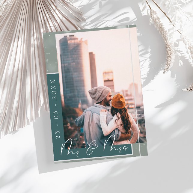 Tarjeta de anuncio de fecha de boda con foto y let (Subido por el creador)