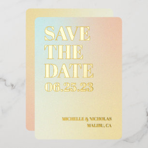 Tarjeta de anuncio de fecha de boda con gradiente