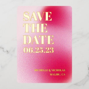 Tarjeta de anuncio de fecha de boda con gradiente
