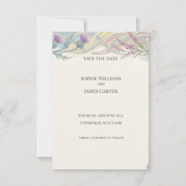Tarjeta de anuncio de fecha de boda con guirnalda 