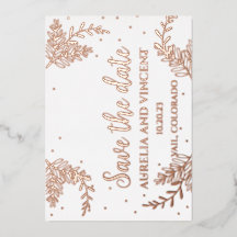 Tarjeta de anuncio de fecha de boda con lámina de