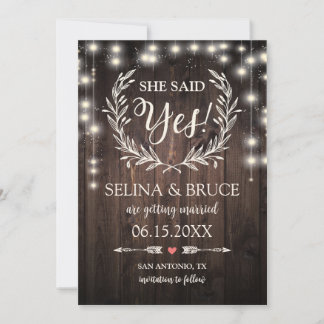 Tarjeta de Anuncio de Fecha de Boda con Luces Colg