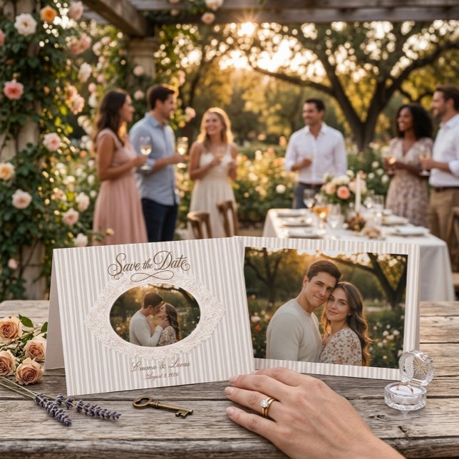 Tarjeta de anuncio de fecha de boda con marco de e (Subido por el creador)