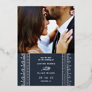 Tarjeta de Anuncio de Fecha de Boda con Marco Orna
