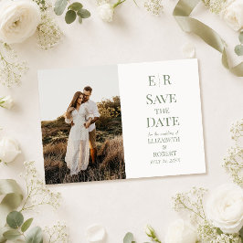 Tarjeta de anuncio de fecha de boda con monograma 