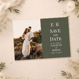 Tarjeta de anuncio de fecha de boda con monograma