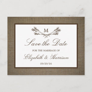 Tarjeta de Anuncio de Fecha de Boda con Monograma