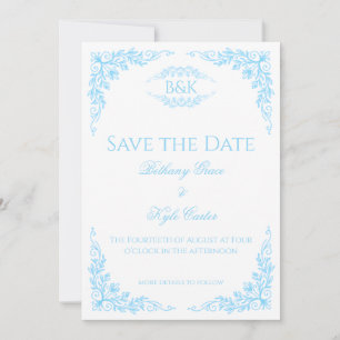 Tarjeta de Anuncio de Fecha de Boda con Monograma