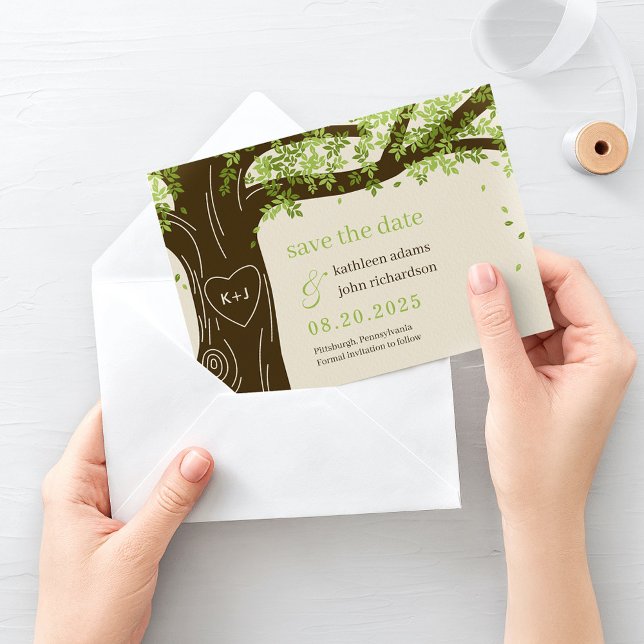 Tarjeta de Anuncio de Fecha de Boda con Roble EDIT (Subido por el creador)