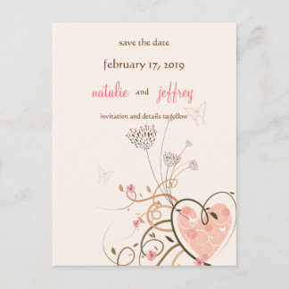 Tarjeta de Anuncio de Fecha de Boda Corazón Dulce