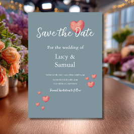 Tarjeta de Anuncio de Fecha de Boda Corazón Gris A