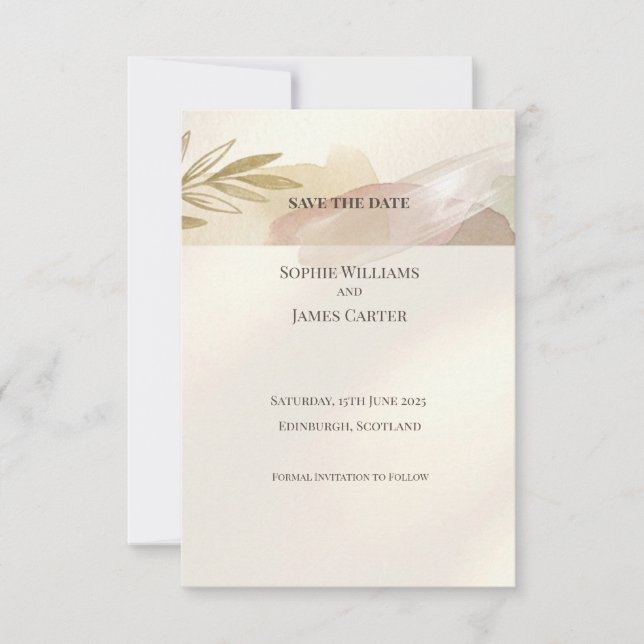Tarjeta de anuncio de fecha de boda de flor silves (Anverso)