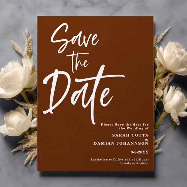 Tarjeta de Anuncio de Fecha de Boda de Terracota O (Subido por el creador)